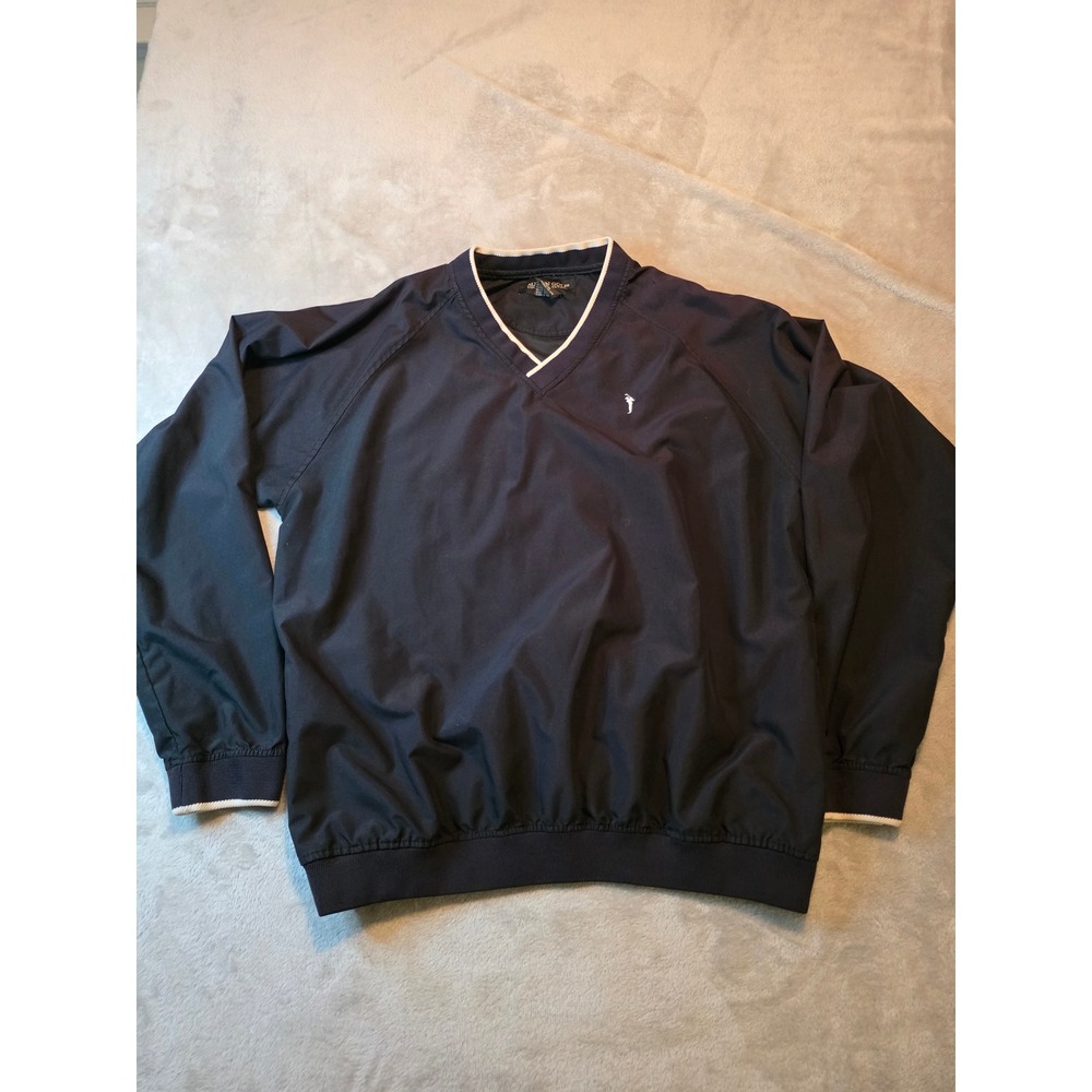 Austin Golf V-Neck Windshirt Pullover Mens Large Black Long Sleeve Golf Top